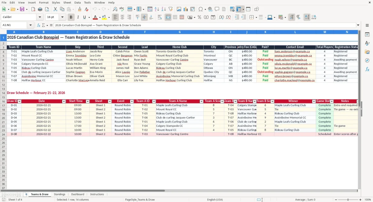 Excel – curling club bonspiel draw excel template canada – Teams & Draw